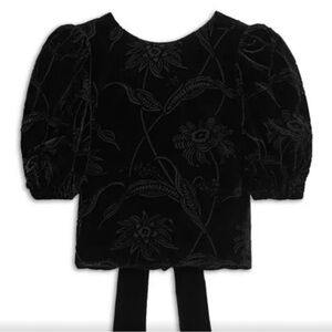 Chic Black Floral Velvet Top
